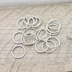 50 Rund Binderinge Größe: 14 mm, altsilber