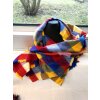 Remnant SALE XXL Plaid Snuggle Wool Scarf Fringed Scarf Squares Multicoloured Unisex