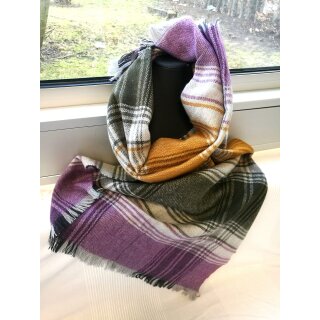 Remnant SALE XXL Plaid Snuggle Wool Scarf Fringed Scarf...