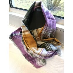 Remnant SALE XXL Plaid Snuggle Wool Scarf Fringed Scarf Earth-Tones Multicoloured Unisex