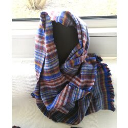 Remnant SALE XXL Plaid Snuggle Wool Scarf Fringed Scarf Earth-Tones Dark Unisex