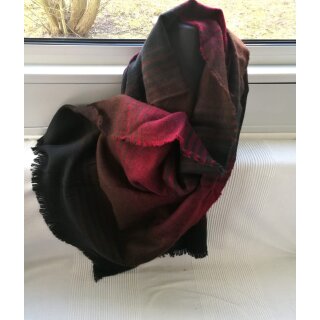 Remnant SALE XXL Snuggle Wool Scarf Fringed Scarf Lined Dark Red Black Brown Unisex