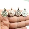 5 Antique Bronze Sun Mandala Round Disc Pendants 22 mm