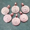 5 Rosegold Sun Mandala Round Disc Pendants 22 mm