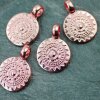 5 Rosegold Sun Mandala Round Disc Pendants 22 mm