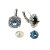 Stud Earring setting with crystal border für 8 mm Chatons, Rivoli Swarovski Crystals Rhodium Imitation