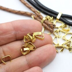 50 metal clips for Leather, Gold