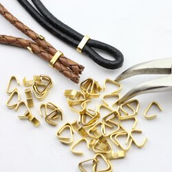 50 metal clips for Leather, Gold